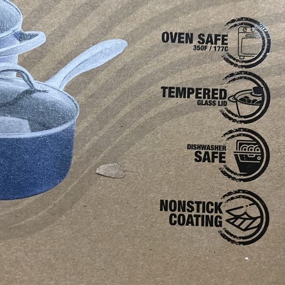 NWT Sedona 10-Piece Non-Stick Cookware Set with Tempered Glass Lid, NEW in Box - Picture 5 of 8